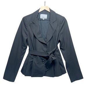 Classiques Entier Black Belted Peplum Blazer Jacket‎ Wool Career Retro 12